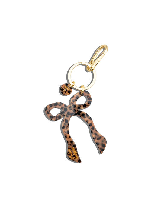 leopard bow bag charm