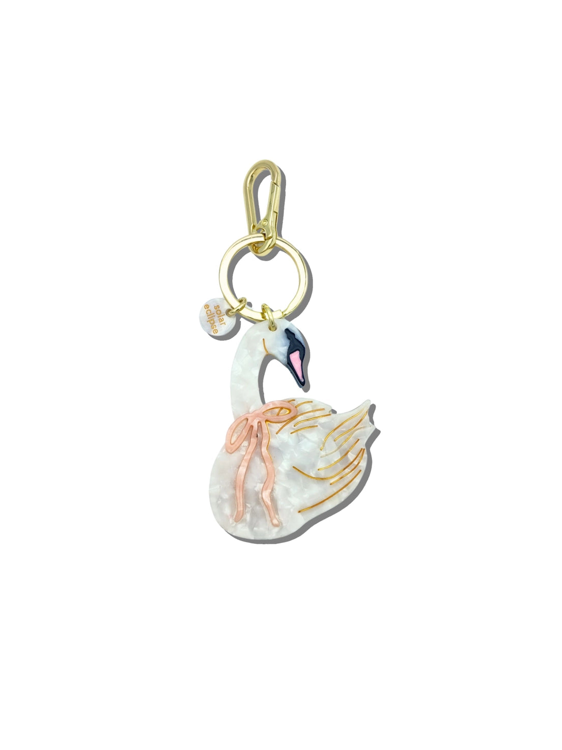 Pink Bow Swan Bag Charm